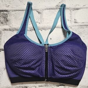 Victoria’s Secret VSX Knockout Zip Front Purple & Teal Adjust Straps Sports Bra